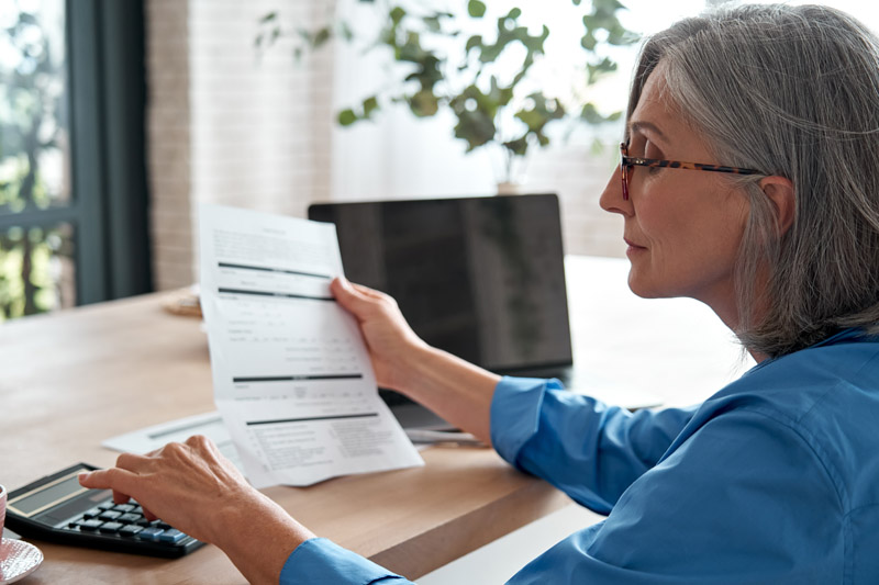 Woman doing research on computer